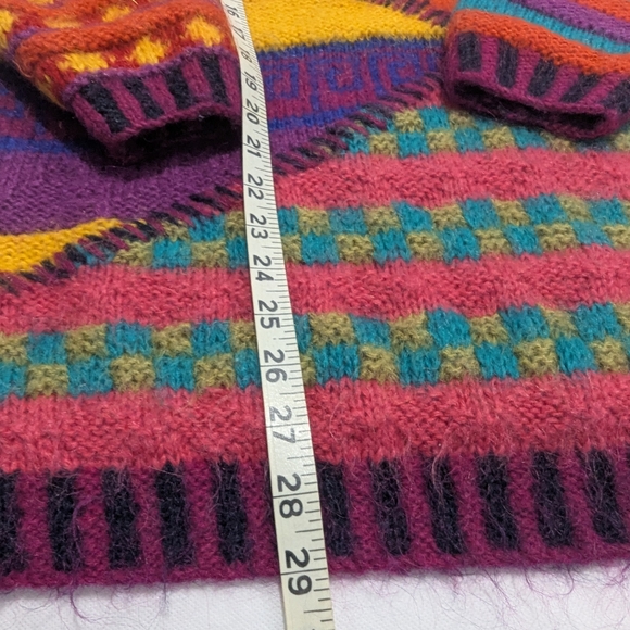 Vintage 1980's Rare Kenji Handknit Mohair Color Block Sweater Maximalist - Picture 7 of 8